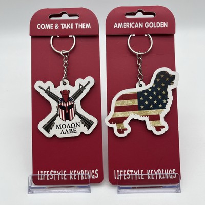 Patriotic Lifestyle Keyrings- American Golden/ Come & Take Them Novelty