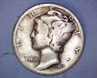 1919  Mercury Head Silver Dime   BELOW FINE COND. **310-6B
