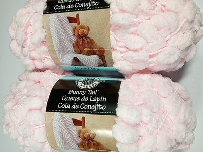 Loops & Threads Bunny Tail Yarn -Light Pink-Lot of 2 Skeins-Each Skein 46 Yards