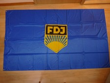 alte original FDJ Fahne Hiss Flagge &Ouml;sen 115 x 200cm Dederon 80er DDR neuwertig