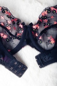 Agent Provocateur L'Agent 36DD Clementina Unlined Sheer Mesh Bra Embroidered