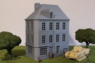 Caen Corner Building 1 - Normandy Scenery | 1/32 54mm 1/56 28mm Diorama Terrain