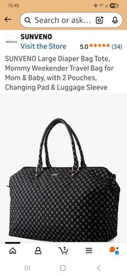 SUNVENO Large Diaper Bag Tote, Mommy Weekender Travel Bag for Mom & Baby