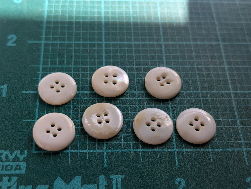 Vintage Small Carved Mother of Pearl Buttons 5/8" - Image 2 of 4