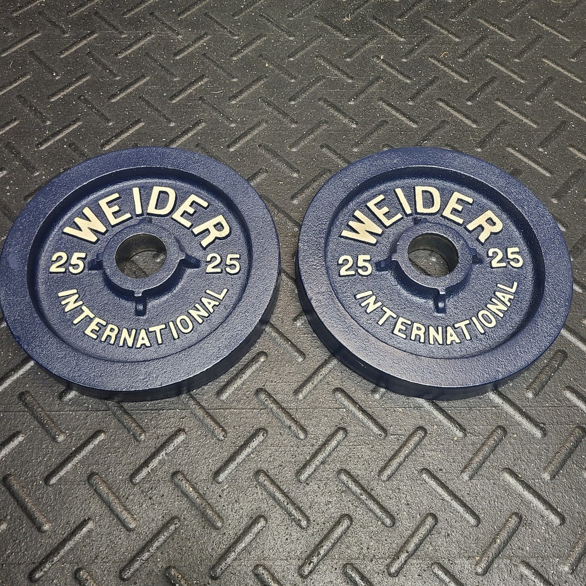 Vintage Weider 25lb deep dish crosshub Olympic weight plates | eBay