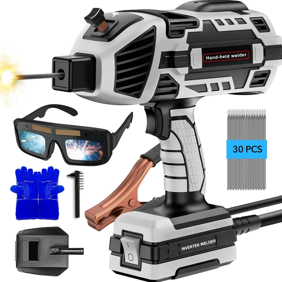YESRIGHT 110V Handheld Welding Machine Kit with Auto-Darkening Goggles & Welding Rods