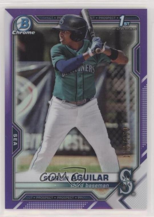 2021 Bowman Chrome Prospects Purple Refractor /250 Starlin Aguilar #BCP-249 sc8
