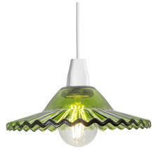 Modern Emerald Green Glass Pendant Light Shade with Rippled Design by Happy H...