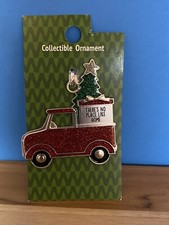 NWT Ganz Christmas Ornament "There's No Place Like Home Red Pickup Truck Silver"