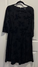 Simply Vera Vera Wang Solid Black Dress With Velvet Flowers Large Floral Accents