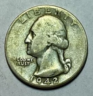 1942 WASHINGTON QUARTER     90% Silver    G/F     Very Collectable Coin