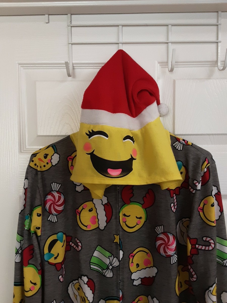 Justice Holiday Emoji One-Piece W/Hood Zips In Front Size 14-16 | eBay