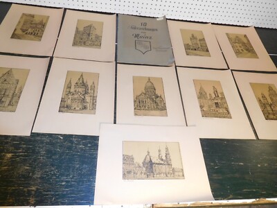 10 Vintage Pen Drawings Art Prints by: Karl Reichert Giessen ~ 9 Vert/1 Horiz