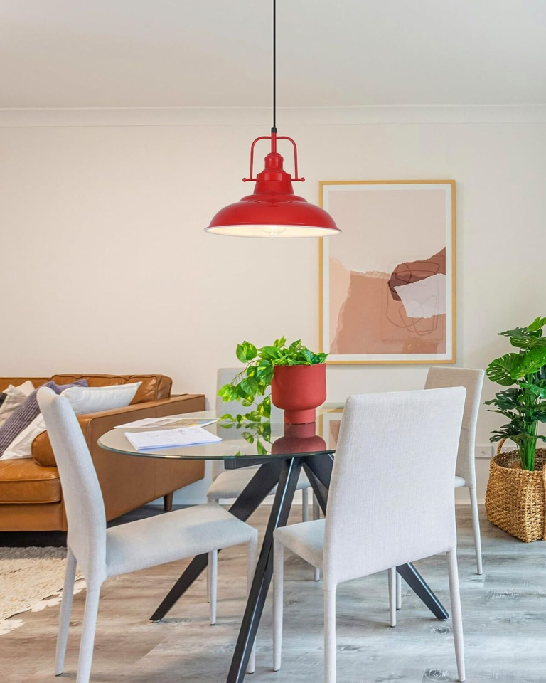 Farmhouse Pendant Lighting for Kitchen Island,Red Pendant Light with