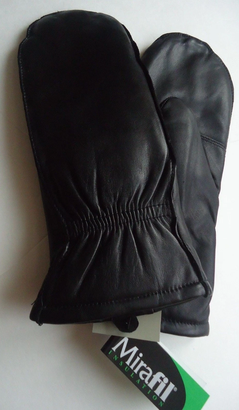 Colorado Insulated Genuine Leather Mittens With Finger Slots, Black
