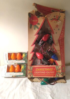 Vintage Christmas Tree Lights Lot - 7 Light String + 8 MerryBrite C-7 1/2