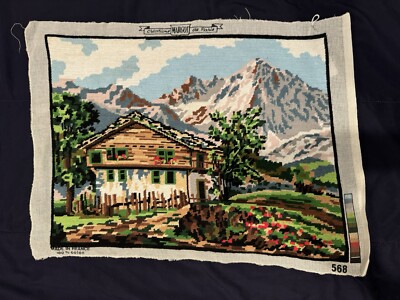 VTG Finished Unframed Creations MARGOT  de paris needlepoint canvas 568 EVC