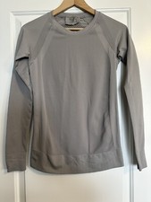 Athleta Trophy Long Sleeve Top Shirt Gray - Size Small - Nylon Laser Cut