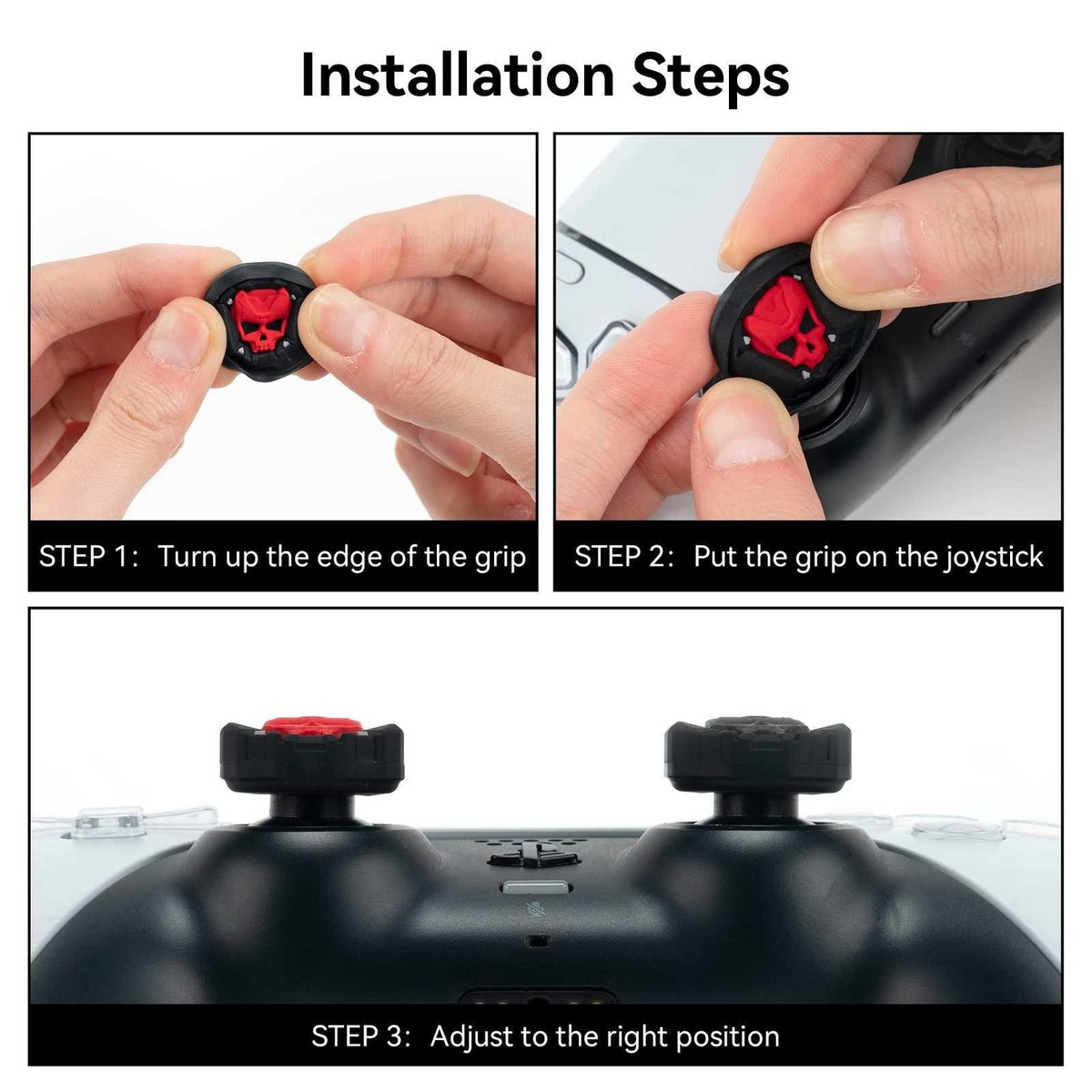 GeekShare Cappucci per impugnatura per pollice per controller PS5, set di coperture per levette compatibili con Switch Pro Controller e controller PS4 PS5 (nero GeekShare Cappucci per impugnatura per pollice per controller PS5, set di coperture per levette compatibili con Switch Pro Controller e controller PS4 PS5 (nero