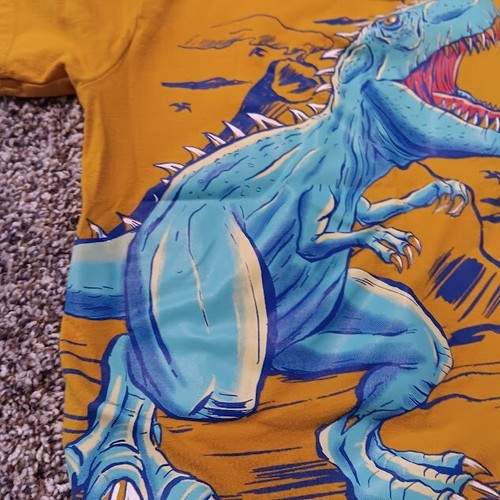 Dinosaur T-shirt Boys XS 4 The Children's Place Orange Short Sleeve - Picture 3 of 5