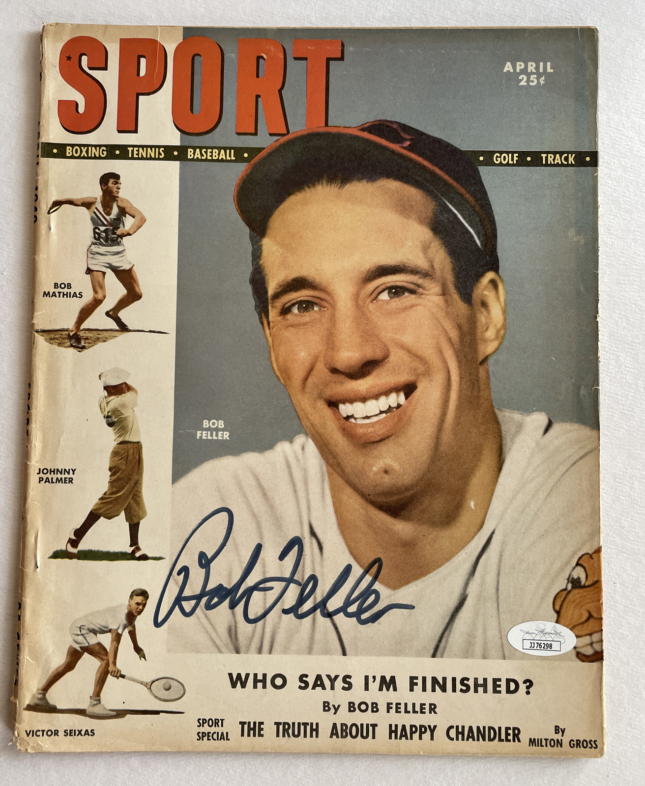 Bob Feller Autographed Signed 1949 SPORT Complete Magazine JSA COA 