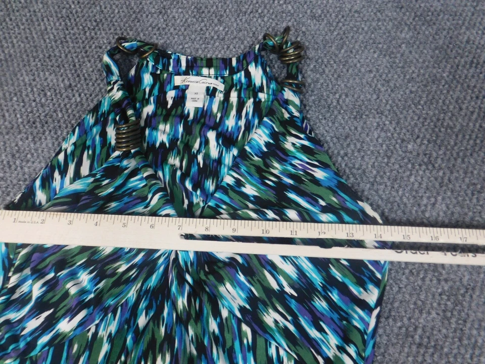 Kenneth Cole 女式连衣裙超小号蓝色套头 A 字弹力 — 第 3/4 张图片