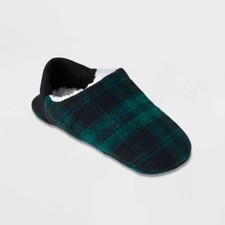 Wondershop Sherpa Lined Slipper Socks Christmas Green Plaid Adult S/M 5071