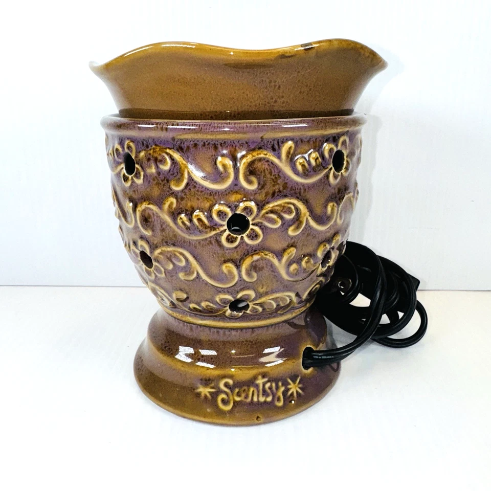Aquecedor de cera Scentsy TORINO - Estilo country roxo e marrom - Excelente estado usado - Imagem 4 de 4