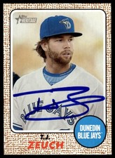 2017 Topps Heritage Minor League T.J. Zeuch Auto Dunedin Blue Jays #26 COA Card