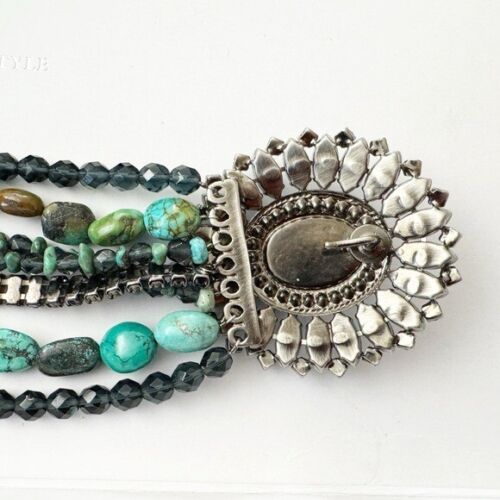 Cintura Neiman Marcus Navajo turchese argento pietra a grappolo concho perline western - Foto 12 di 16