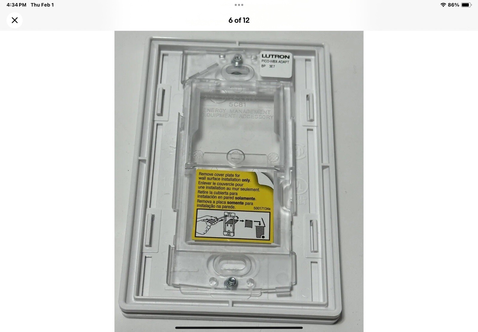 Lutron PJ-3BRL-WH Pico Wireless Control & Mounting Plate & Cover - New! Caseta!