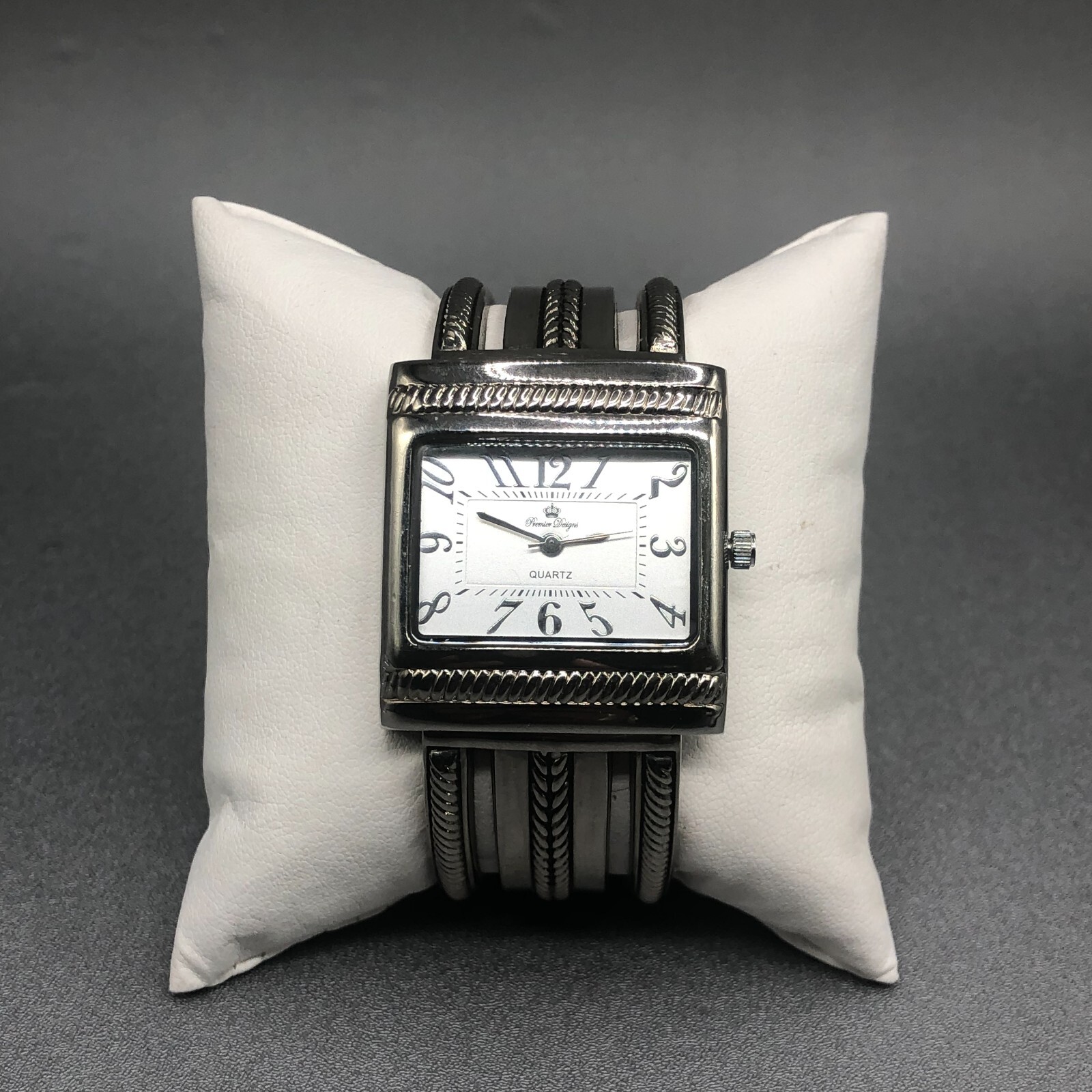 Premier Designs Watch Womens Silver Tone Square Case Cuff Band New Battery  | eBay