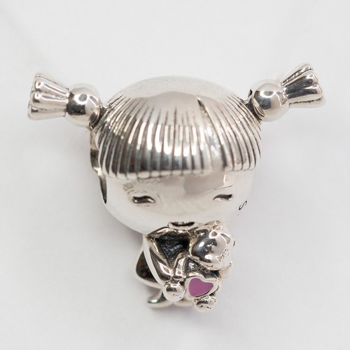 NEW AUTHENTIC PANDORA CHARM GIRL WITH PIGTAILS BEAD 798016EN160 W SUEDE