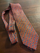 Vintage Burberrys of London Red Neck Tie 100 Pure Silk Hand Sewn in USA