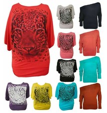 WOMEN BATWING TOP LONG SLEEVES OFF SHOULDER BAGGY SLOUCH PLUS SIZE 8-26