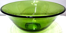 Vintage Indiana Glass Centerpiece Serving Bowl Avocado Olive Green 10 1/4
