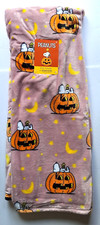 Peanuts Snoopy Woodstock Fall Halloween Pumpkin 50x70" Pink Blanket Stars Moon