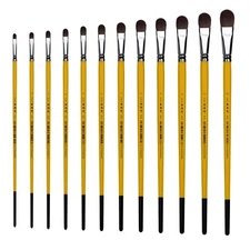 XDT#826 Filbert Art Brush Set 12Pc #1#2#3#4#5#6#7#8#9#10#11#12 Red Sable