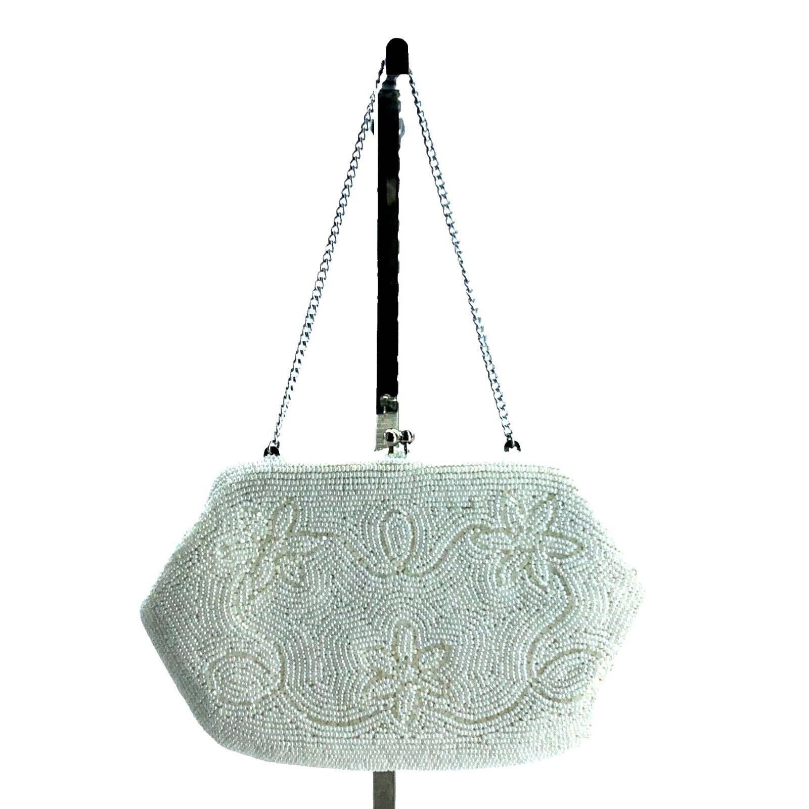 Clutch White Beaded Vintage Bags, Handbags & Cases