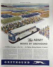 1943 Greyhound Bus Line Army Moves By WWII Manpower Fighting VTG Print Ad