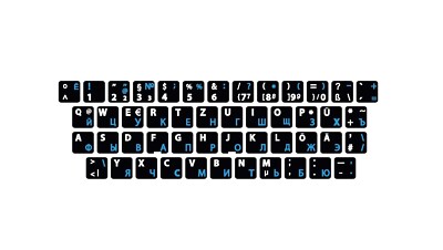 Deutsch-Russische Aufkleber Blau-Weiß für Laptop, PC Tastatur  13x13mm  NEU