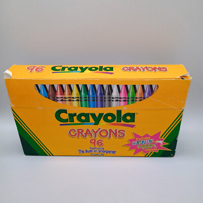 96 Crayons Box Non-Toxic 2000 Binney & Smith Hallmark Crayola USA Sharpener VTG