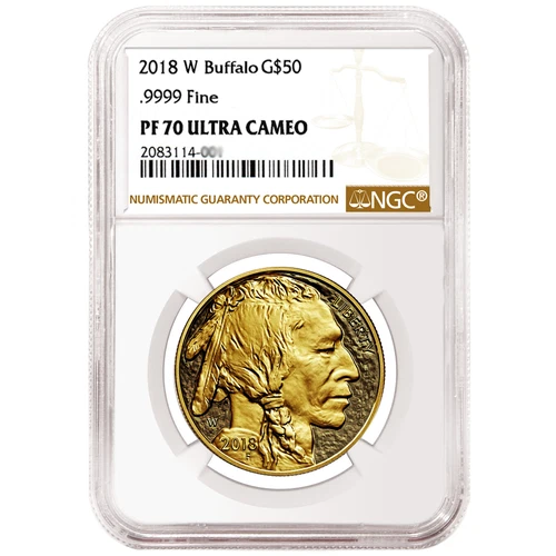 2018-W Proof $50 American Gold Buffalo NGC PF70UC Brown Label