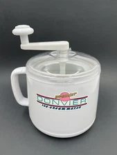 Vintage Donvier Premier White Homemade Ice Cream Maker With Hand Crank EUC