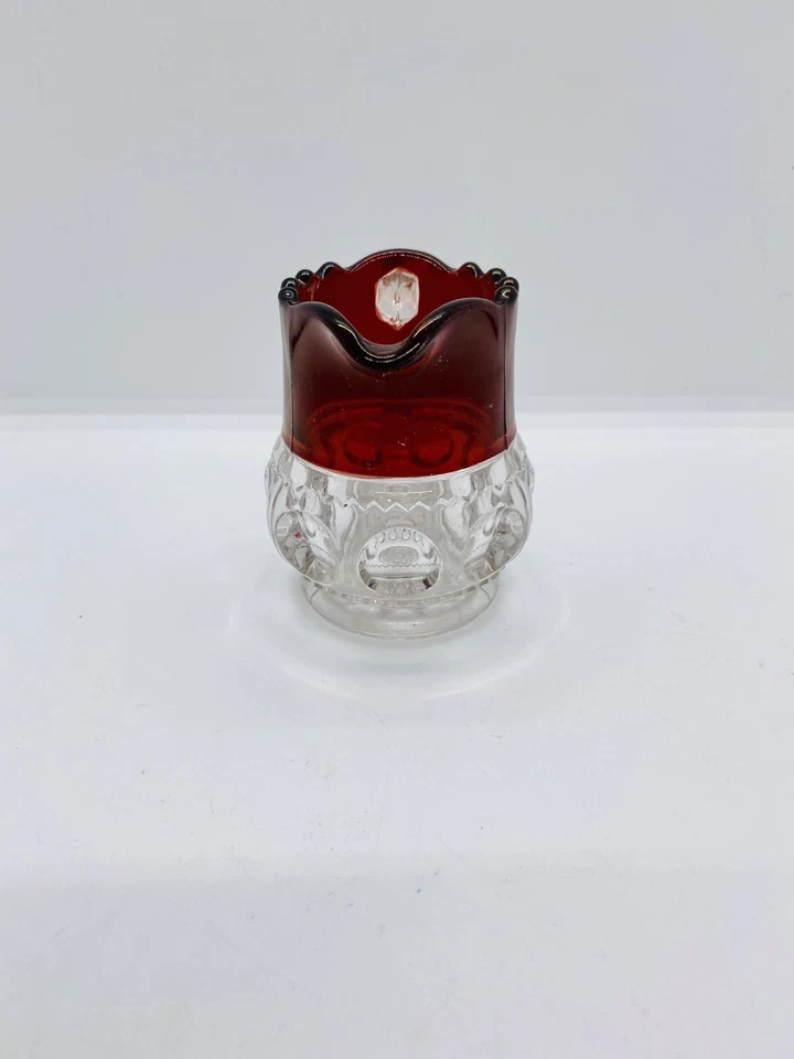 King Crown U S Glass Comp Ruby Red Flash Creamer Pitcher Ruffle Edge - Image 3 of 4