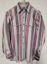 Vintage Wrangler Brushpopper Shirt 15.5-33 Striped Western 90s LG X-Long Tails