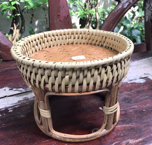 Cubierta versátil de frutas y alimentos vintage de artesanía tailandesa Khantok de ratán natural 10 in - Imagen 12 de 12
