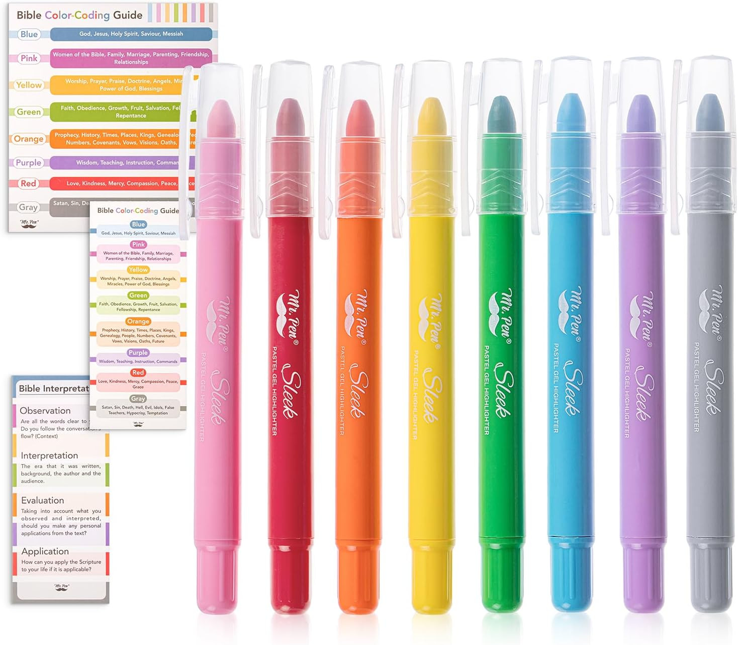 , 8 Pack, Assorted Colors, Bible Highlighters No Bleed