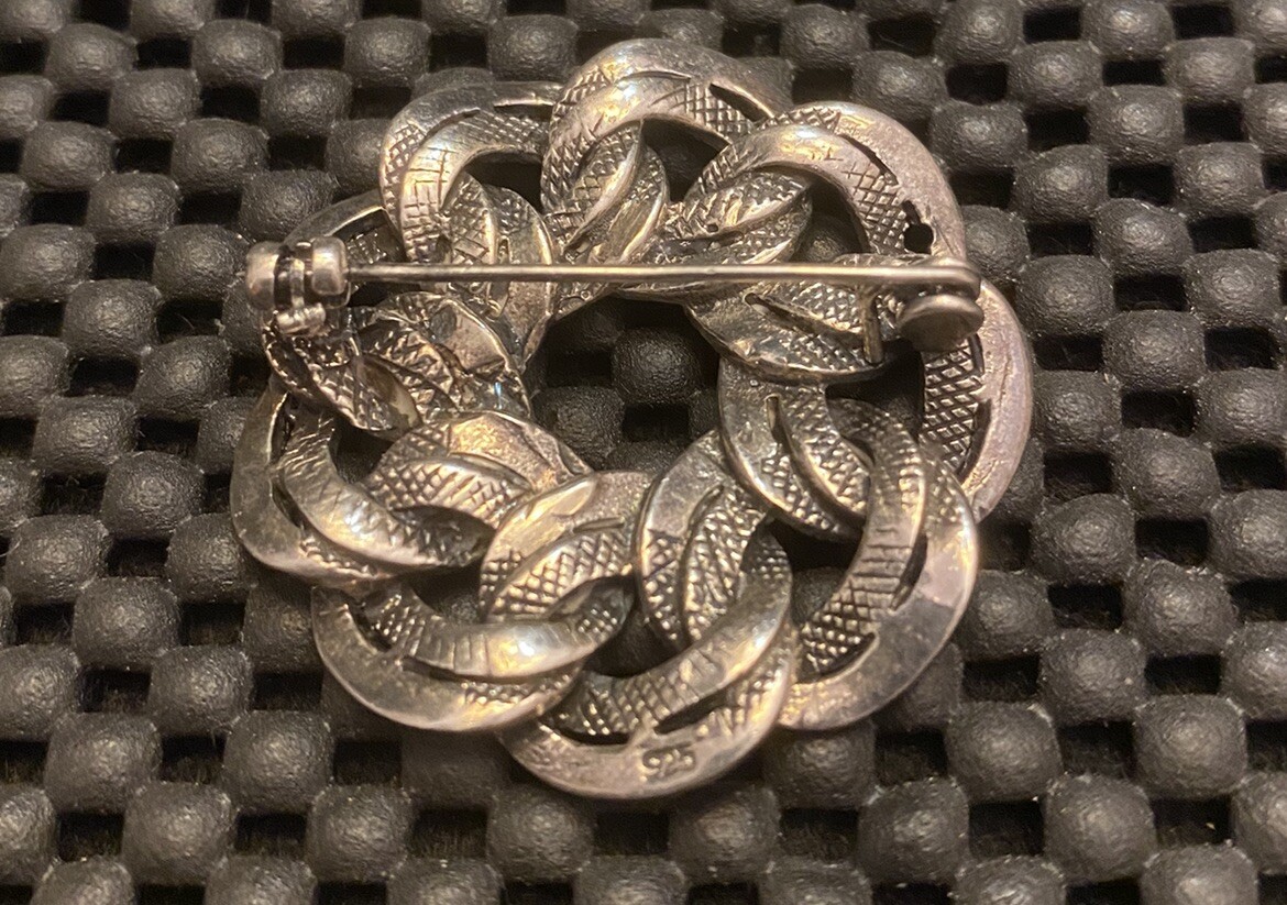 Vintage Marcasite 925 Silver Interlocking Circle … - image 2