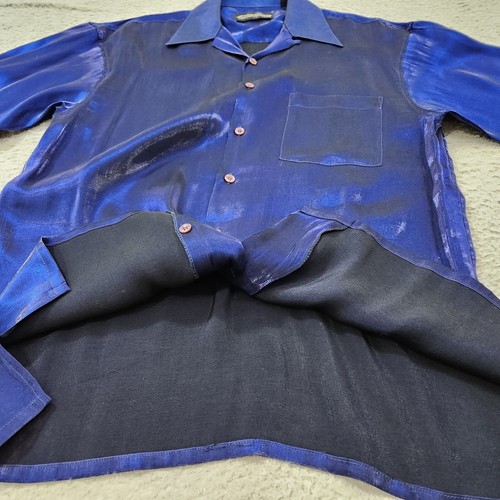 Damante Couture Collection Shirt Mens Medium Blue Shiny Retro Disco 90s Loop - Picture 7 of 10